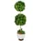 2ft. Green Boxwood Ball Topiary Faux Foliage with White Cement Pot